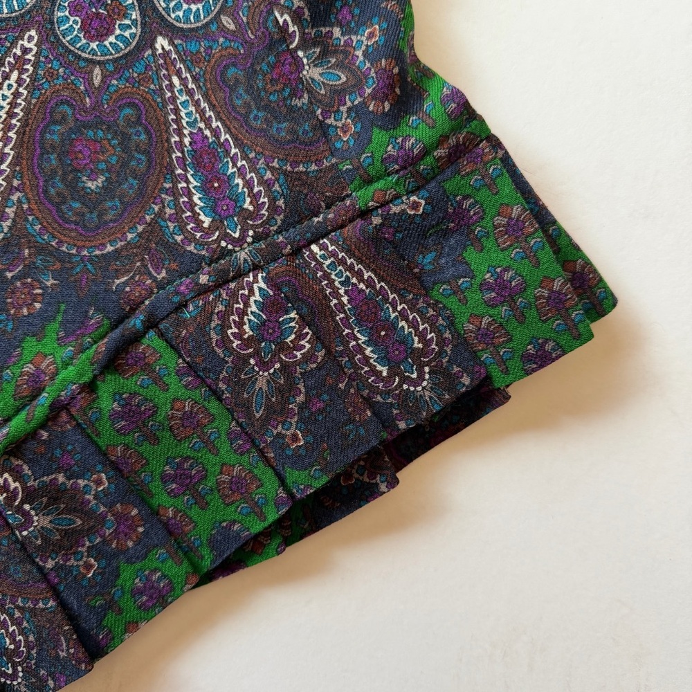 Marc Jacobs Romantic Ruffle Collar Long Sleeve Wool Silk Peacock Paisley Dress L - Picture 7 of 13